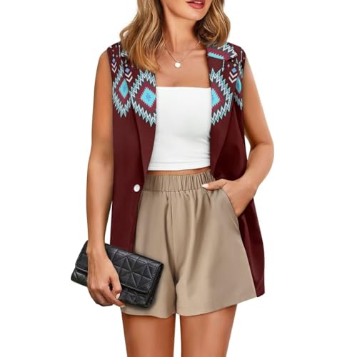 Aztec Vest Women,Western Vest For Women,Women Suit Vest,Sleeveless Blazers,S-5XL2