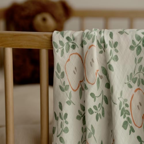 Image of GLLQUEN BABY Receiving Blanket Boy Cotton Muslin Swaddle Blankets Girl Newborn Squares Breathable & Soft Thin Baby Blankets Cloths Double Absorbent Infant Swaddling Wrap - 6 Pack (Apple)