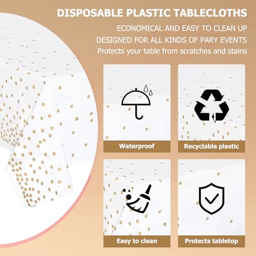Image of NIWIN 2 Pack Rose Gold Tablecloth Plastic Party Table Cloth Rectangle Disposable Table Cover for Various Parties Birthday Decoration, 72 inch x 53 inch