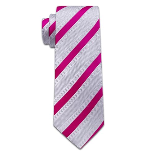 Image of YourTies Striped Ties for Men Classic Woven Silk Necktie with Handkerchief Cufflinks Set Formal Business Party Wedding