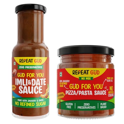 Image of REPEAT GUD Healthy Sauces (Imili & Date Sauce, Pizza Pasta Sauce) | No Refined Sugar, Made With Jaggery | No preservatives | GUD For Kids | 100% Natural Ingredients & Chemical free (Pack of 2)