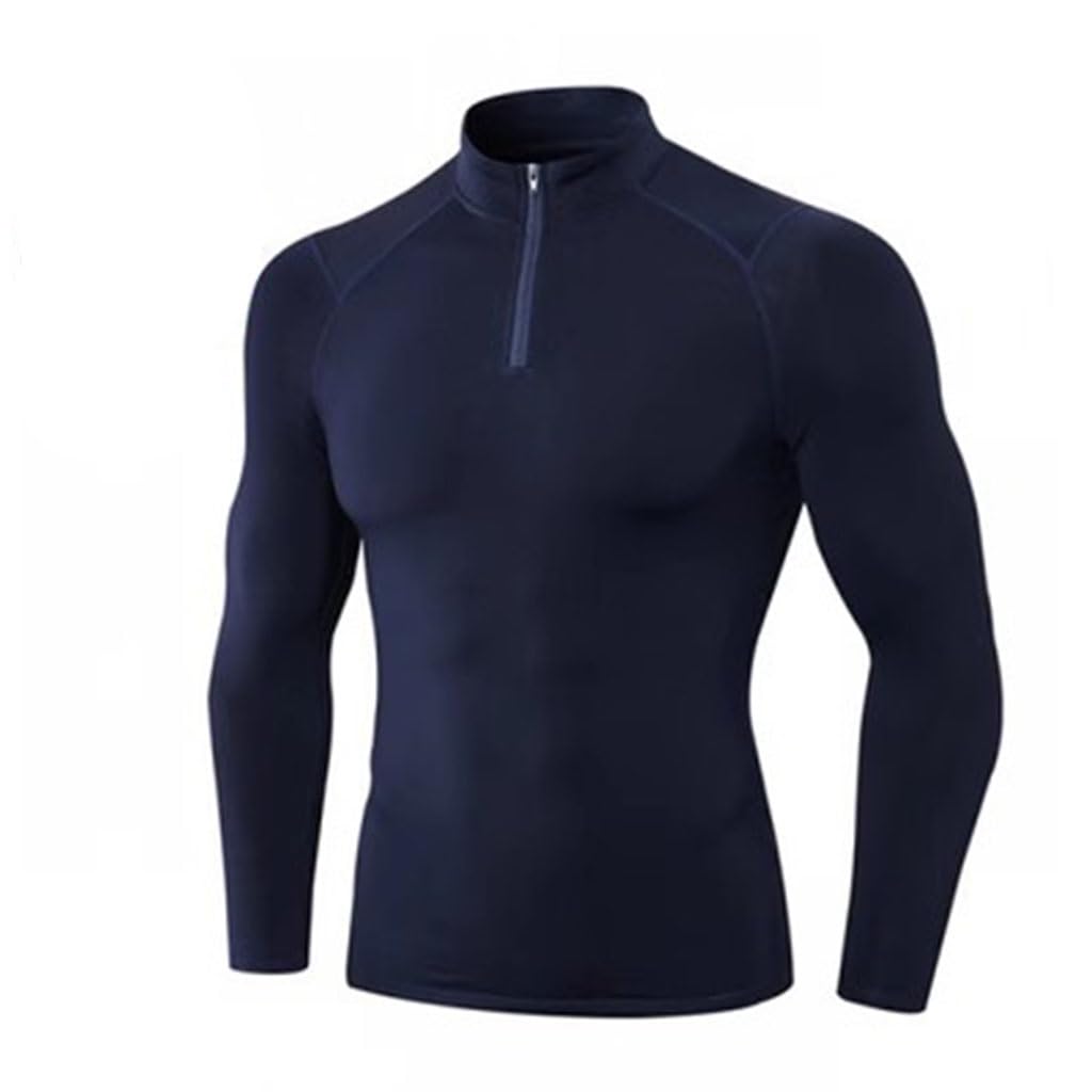 compression shirt Podstawowa koszulka do biegania do sportów zimowych ze stójką/zabudowanym dekoltem, ciepła, obcisła koszula męska z długimi rękawami(A4,M)