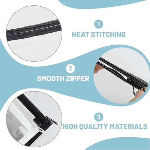 Moywycno 2 Astucci Trasparenti Per Esami, Astuccio Trasparente In Pvc Con Cerniera Per L'uso A Scuola, Ufficio, Casa E Viaggi, Astuccio In Plastica, Trasparente, No, No - 4