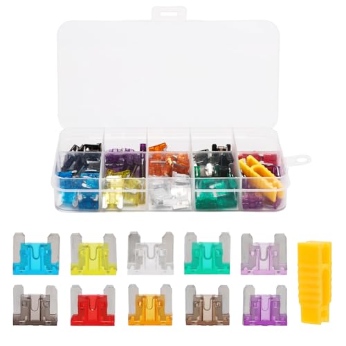 100pcs Mini Car Fuse Assorted Kit, Micro Blade Car Fuses Kit Automotive Replacement Small Fuses Efficient Auto Replacement Fuses Assortment (2Amp/3A/5A/7.5A/10A/15A/20A/25A/30A/35A) for Trucks Ships