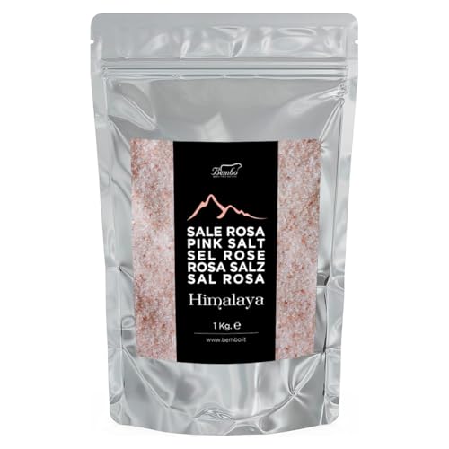 Sal Rosa del Himalaya Molido Bembo 1 Kg - Bajo en Sodio, Rico en Oligoelementos, Sin Conservantes, Colorantes ni Antiaglomerantes.