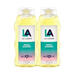 L.A. Looks Mega Shaper Hair Gel – Mega Level 9 Hold – Hair Gel for Women – Lasts All Day – Non-Sticky, Alcohol-Free, No Flaking – 2 pc