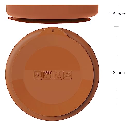 Moonkie Suction Plates For Baby With Lids | Non-Slip Divided Plates With Suction Base | Bpa-Free 100% Silicone Plate For Baby & Toddler | Dishwasher & Microwave - 2 Pack #TOP1