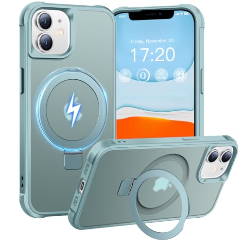 BENTIACC Magnetic Ring Stand Case for iPhone 11-120 rotatable Stand N52 Magnet Non-Slip Matt Transparent Back Easy to Clean Shockproof Military Standard Drop Protection (Lake Blue)