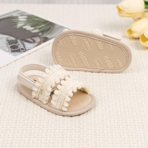 Image of Meckior Infant Baby Girls Boys Summer Sandals Open Toe Lace Princess Dress Wedding Flats Shoes Newborn Toddler Soft Non-slip Sole First Walker Crib Shoes
