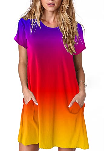 Image of Alaster Women's Casual Summer T Shirt Dress Loose Short Sleeve Tunic Dress with Pocket for Women
