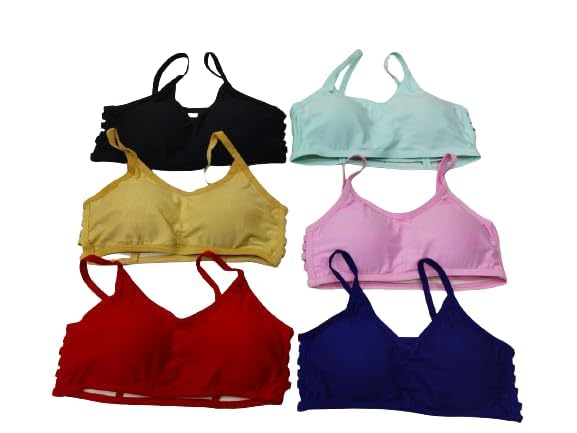 OK INTERPRISES Women Full Coverage Lightly Padded Bra, Six Straps Padded Bra,Free Size (28 to 36) (Combo Pack of 6) Multicolor-image-28