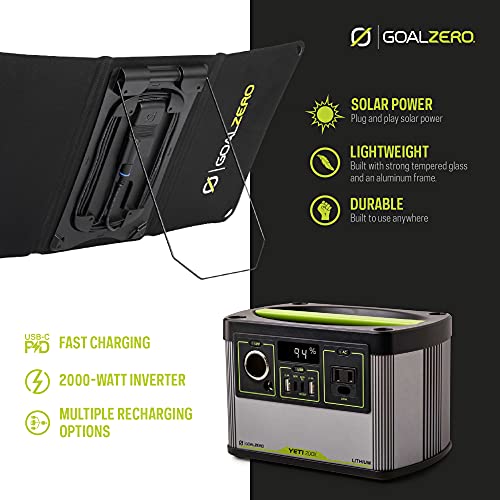 Goal Zero Yeti 200X Lithium Portable Power Station, Includes Nomad 20 Monocrystalline 20-Watt Foldable Solar-Panel Pair With Usb Port, 187-Watt-Hour Power Station With Usb-C Pd Fast Charging #TOP1