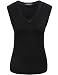 Camii Mia Women's Solid Knit Classic V Neck Sleeveless Pullover Sweater Vest (Medium, Black)