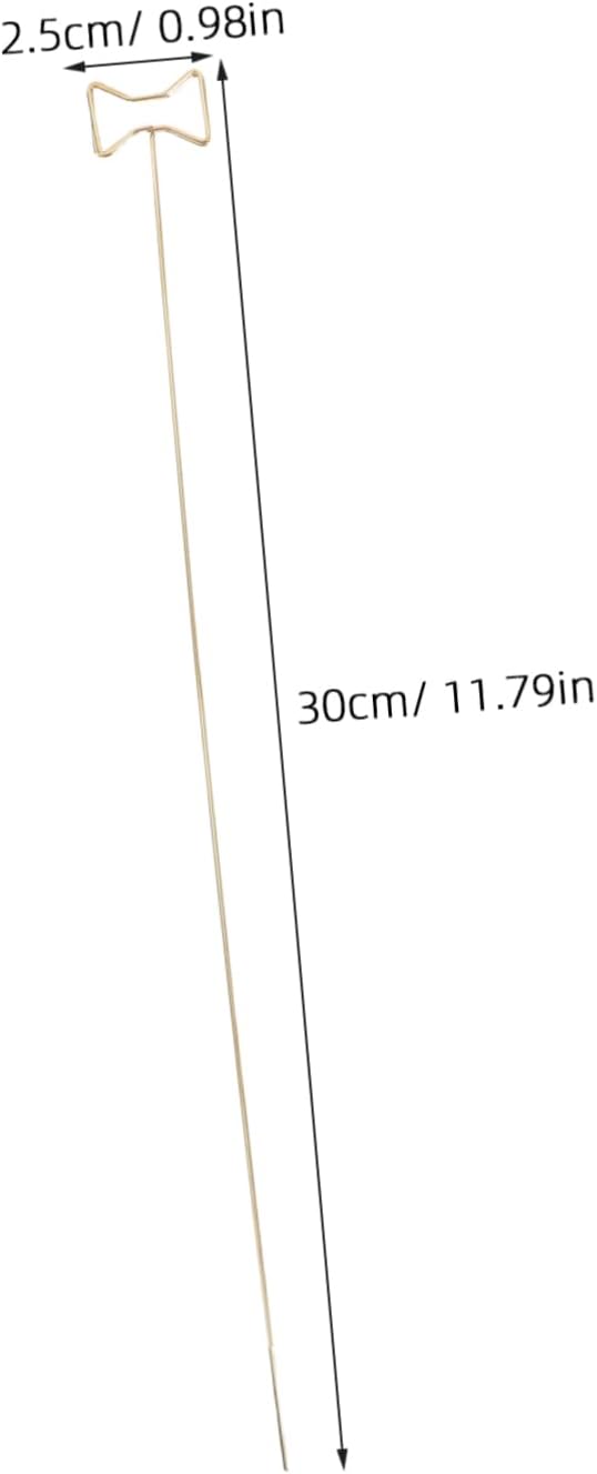 DOITOOL 50pcs Flower Card Holder Stick Metal Bow Shaped Photo Memo Holder Pick Stick Floral Wire Photo Clamp for Wedding Decorations image 2