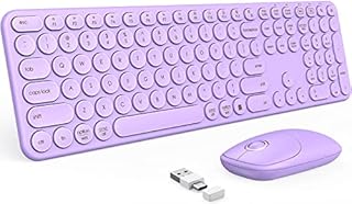 PEIOUS Wireless Keyboard Mouse Combo, Cute Keyboard and Mouse with USB and Type C Receiver, Full Size Cordless Purple Wireless Keyboard for Mac and Windows, Chrome OS, Laptop, Computer