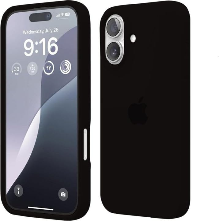 Image of Phone Case Compatible with iPhone 16, Black, Protective Slim Fit Cover with Camera Protection, Shock-Absorbing Design