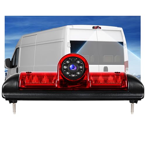 Rimoody Caméra de Recul pour FIAT Ducato 3/Peugeot Boxer/Citroen Jumper 2006-2017, Caméra de Troisième Feu Stop de Voiture,Vision Nocturne IR, Etanche IP67,...