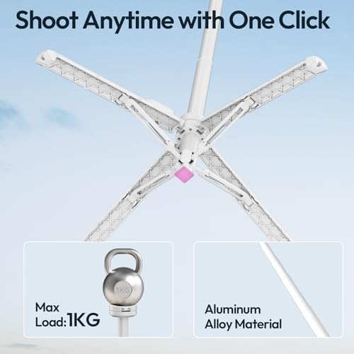 Image of ULANZI Magnetic Phone Tripod 60'' Selfie Stick Auto Open Extendable Stand | Auto Open Tripod, N52 Magnet for Magsafe iPhone Mount, 360 Adjustment Aluminum, Creator Vlog Travel Desk Outdoor Use, White