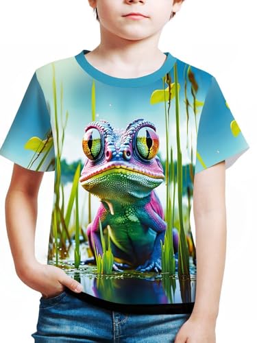 Image of Frogwill Boys Girls Shirts 3D Graphic T-Shirt Neon Clothes Short Sleeve Animal Print Tee 5-13 Years