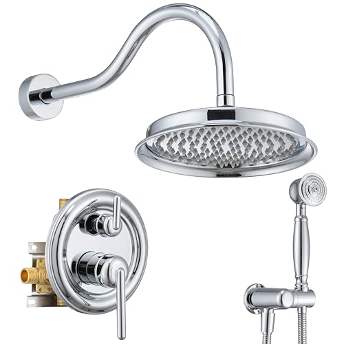 Image of Rainfall Shower System Shower Faucet Set, Luxury, Antique, Polished Chrome