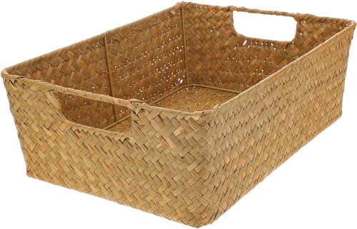 Cesta de Frutas, 1 cesta de almacenamiento de mimbre, cesta de mimbre for servir, cesta de almacenamiento tejida for baño, maceta, cestas de despensa tejidas, cesta de frutas de ratán, algas marinas,
