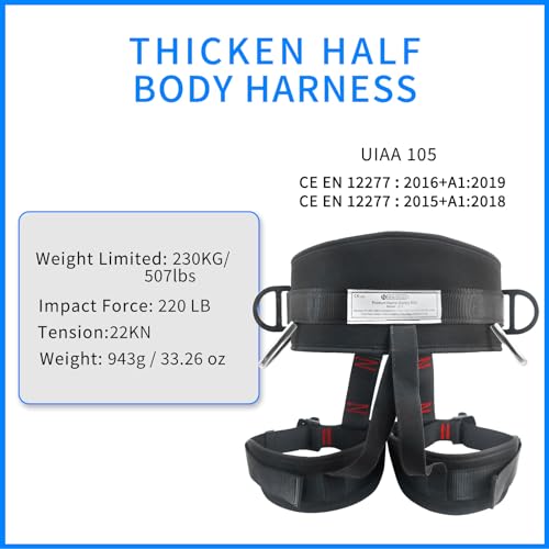 NewDoar Professional Mountaineering Rock Climbing Harness, Black, Nylon, Polyester, Adjustable, Unisex, All Ages, Outdoor Enthusiasts, Professionals, General Audience, Climbing Harness