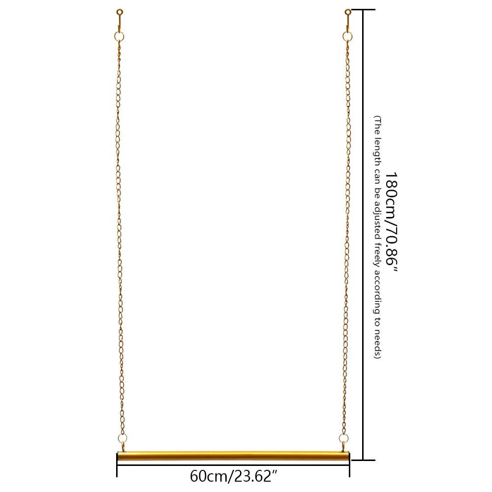 OUKANING 2 barras para colgar en el techo, color dorado, con ganchos, altura ajustable, acero al carbono, para ropa, sombreros, bolsos, llaves (longitud del pol: 60 cm)