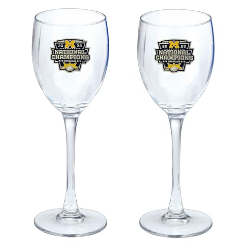 Heritage Pewter Michigan Wolverines 2023 CFP National Champions Glass Water Goblets – Set of 2 | 12 OZ Goblet Glasses | Expertly Crafted Pewter Glass