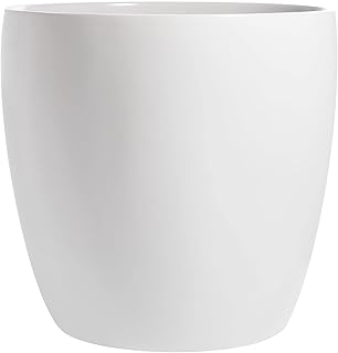 Napa Round Cylinder Fiberglass Planter, White, 18 Inch