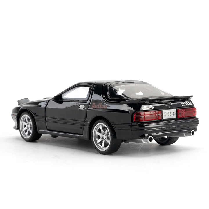 Image of Invite Enterprise 1:32 Mazda RX7 Initial D Miniature Diecast RX-7 Toy Car Model Sound & Light Doors Openable Collection Gift for Children Boy Kid-Multicolor