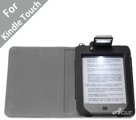 Acase(TM) Lighted Kindle Touch Leather Folio Case (Black)