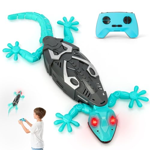 Hamino RC Wall Crawling Gecko, Remote Control Wall Climbing Lizard Robot Kids' Electronics Toys, Floor & Wall Crawling, Glowing Eyes, Low Noise, Rechargeable Boys Gifts for Kids 3 4 6 7 8+ Year Old