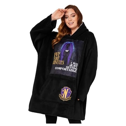 Wednesday Miercoles Addams Sudadera con Capucha de Forro Polar Mujer - Talla única, Sudadera Manta, Ropa Mujer, Regalo Navidad (Negro/Morado)