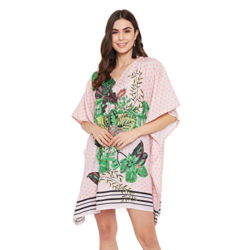 Image of Oussum Short Caftans for Women Plus Size Kaftan Tunic Tops Polyester Summer Beach Clothing Mini Cover Ups Dress for Ladies
