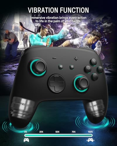 PALPOW Switch 2 Pro Wireless Controller, Switch2/SwitchOLED/Lite Compatible Switch Controller, Ergonomic Hall Gaming Controller with RGB Lighting/NFC/Wakeup/Dials/Turbo - Black - Image 9