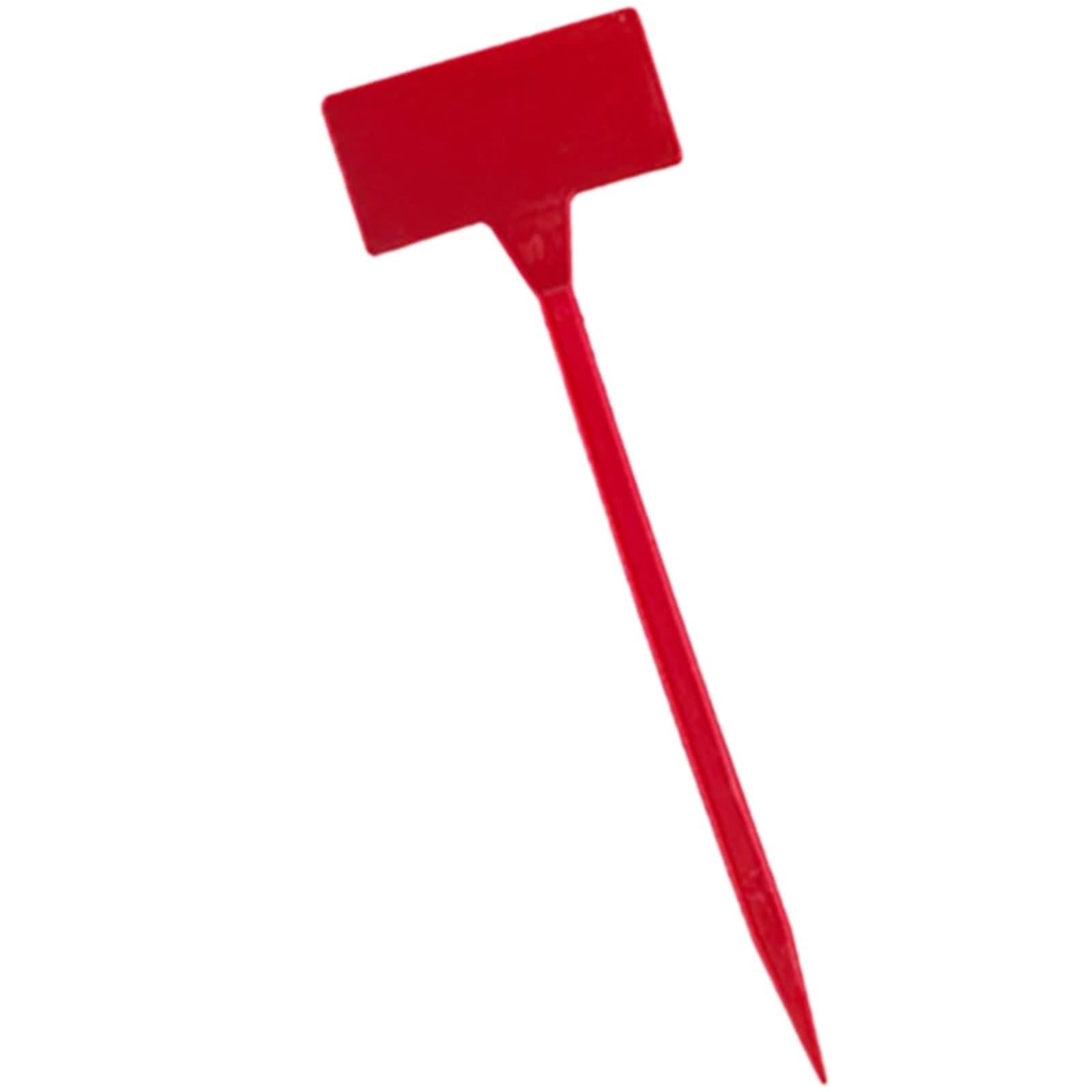 Pflanzenschilder Gardens Planting Tools 50 Stück Bonsai-Kunststoff-Pflanzenetiketten Garten T-Typ umgedrehte Etiketten Markierungen(Red)