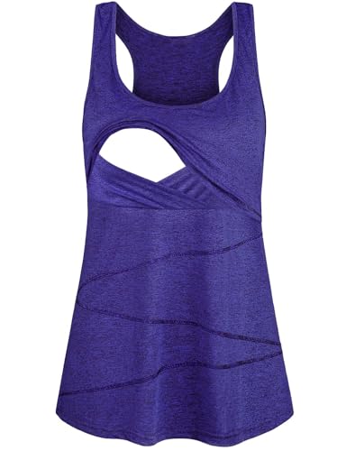 Joymom Maternity Tank Top, Latched Mama Nursing Tops for Women Breastfeeding, Lactation Yoga Clothes Maternity Daily Large
