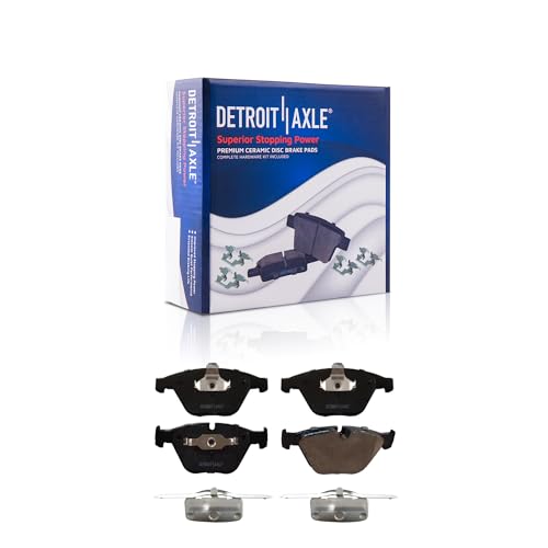 Image of Detroit Axle - Ceramic Brake Pads for 2011 BMW 535i xDrive Front and Rear Ceramic Brake Pads with Hardware Replacement