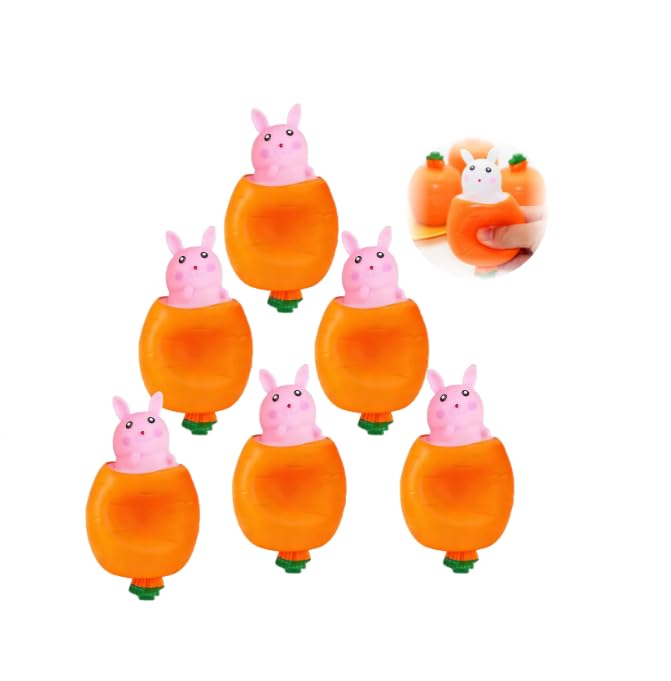 Easter Bunny Carrot Pop-Up Squeeze Accessory - Funny Novelty Item for All Ages, Perfect Easter Basket Stuffer & Party Favor, Festive Spring Gift Idea for Holiday Celebrations & Gatherings (6PCS,Pink)