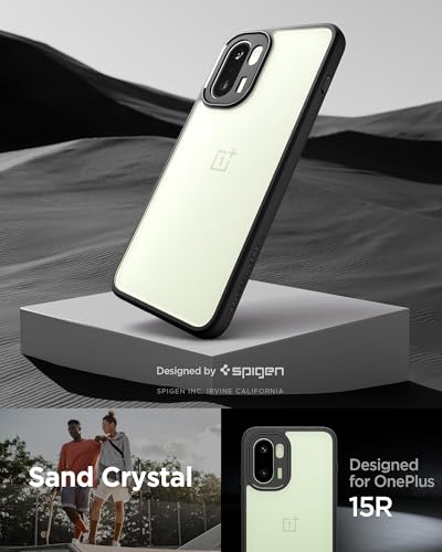 Image of Spigen Essential Sand Crystal | Transparent OnePlus 15R Case | OnePlus 15R Back Cover | TPU+Poly Carbonate - Matte Black