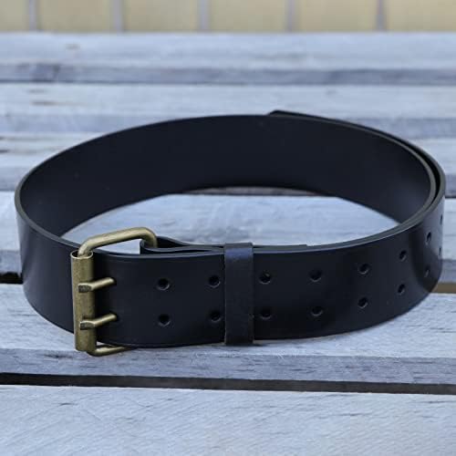 Tourbn Deluxe Cowhide Leather Belt for DIY Workshop Tool Pouch Western Cowboy Mens Strap Black