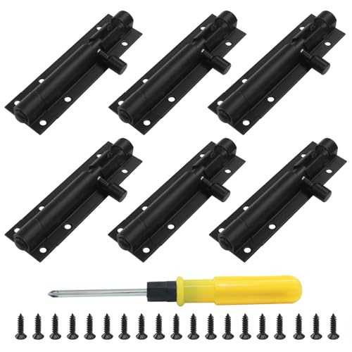 Jiozermi 3 Inch Barrel Bolt Latch, 6 Pcs, Black