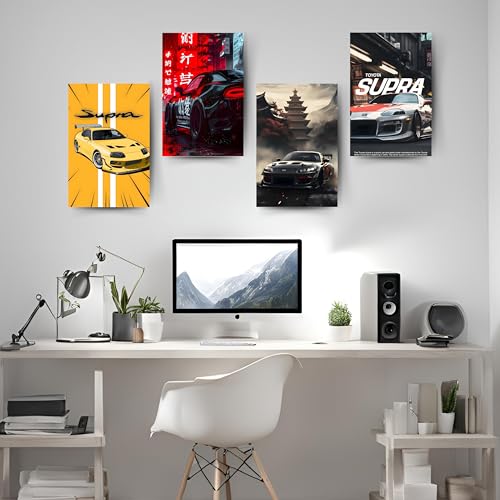 Image of Posters Inc Sports Cars Posters for Wall A4 Size Aesthetic Setup 300 GSM Matte Paper Pack of 6 Automotice Motorsport Decor for Gaming Room, Bedroom, Home, Office & Living Room Glue Dots Included