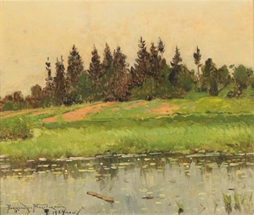 Lienzo decorativo de paisaje de río vintage para relajar el ambiente de su dormitorio