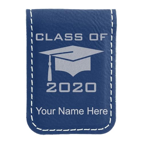 LaserGram Slim Magnetic Money Clip, Grad Cap Class of 2023, 2024, 2025, 2026, Personalized Engraving Included (Dark Blue)