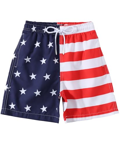 KAILUA SURF Boys Swim Trunks High-Visibility Safety Colors and American Flag Quick Dry Kids Shorts Sizes 2T-16 (Flags 56)