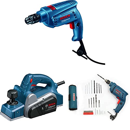 Bosch GSB 501 500-Watt Professional Impact Drill Machine (Blue),Corded Electric & GSB 450-Watt Impact Drill Set (Blue, 100-Pieces) & GHO 6500 Professional Planer Bosch GSB 501 500-Watt Professional Impact Drill Machine (Blue),Corded Electric & GSB 450-Watt Impact Drill Set (Blue, 100-Pieces) & GHO 6500 Professional Planer