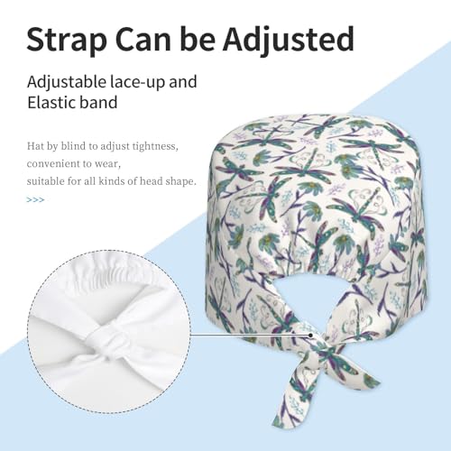 Image of Working Cap Scrub Cap with Sweatband Adjustable Unisex Women Tie Back Hat Nurse Surgical Caps