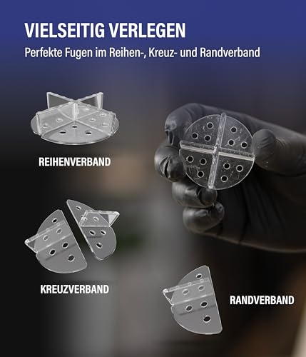 Karl Dahm Tellerfugenkreuze 3 mm, transparent 100 St. I Fugenkreuze mit Teller I Fliesenkreuze ideal für Keramikplatten & Naturstein I Fliesen Fugenkreuze 3 mm I Verlegehilfe & Fliesenzubehör – 12620