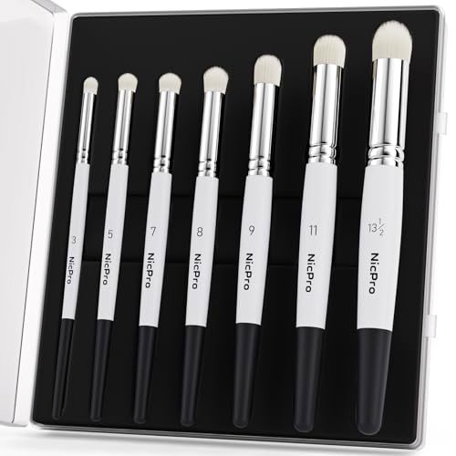 Image of Nicpro Dry Brush Miniature Painting, 7 Sizes Professional Drybrush Set with Storage Case, Hobby Detail Paint Brushes for Tabletop Miniature Model Painting-White